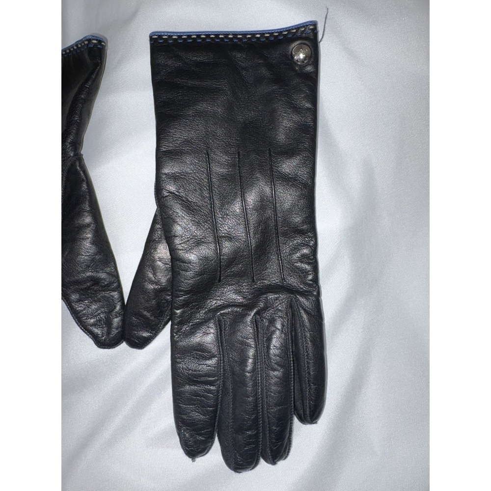 VintageWomen's Coach Black 100% Leather Gloves ,Size 8 -Lined 100% Cashmere - Picture 14 of 15